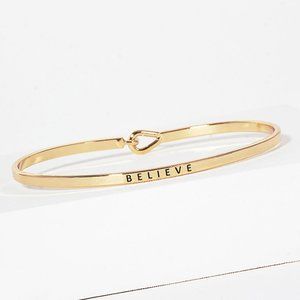 BELIEVE      Message Bracelet Hook and Eye Closure